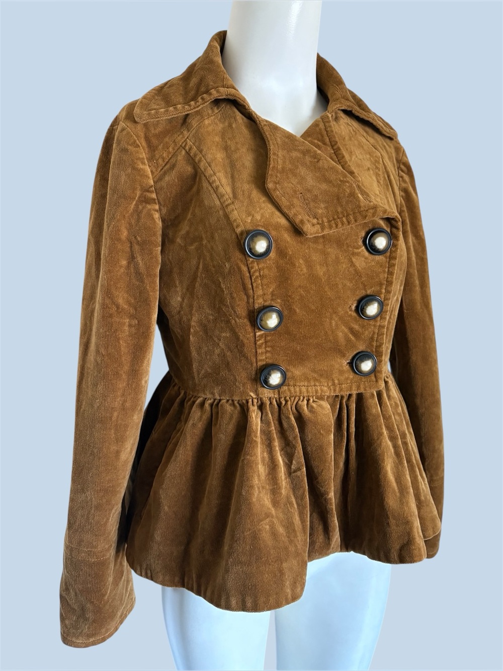 Vintage Anthropologie Idra Retro 40’s Fitted Double Breasted Peplum Coat 2 P